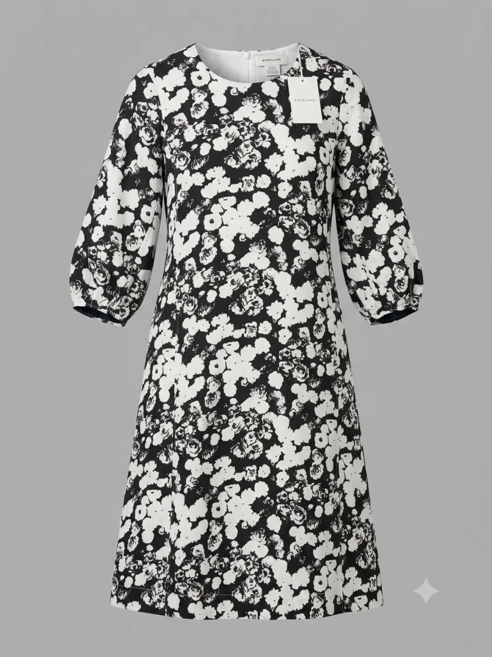 Everlane Black & White Floral Linen Midi Dress
